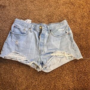 Levi's Light Blue Distressed Jean Shorts